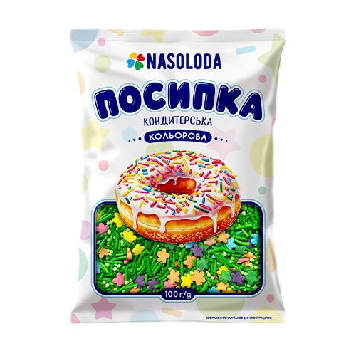 Посипка кольорова цукрова фігурний мікс, 100г