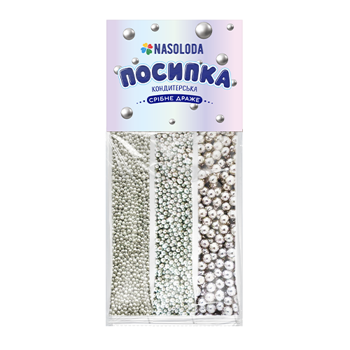 Посипка срібне драже в стіках, 9г