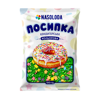 Цветная посыпка сахарная фигурный микс, 100г
